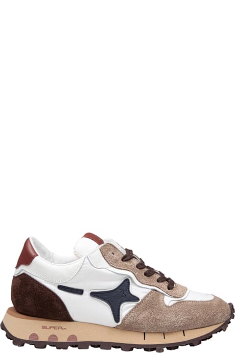 AMA-BRAND for Women AMA-BRAND Super Sun Sneakers In Technical Fabric And Suede White And Brown Color