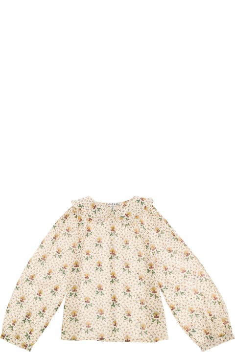 ガールズ Emile Et Idaのシャツ Emile Et Ida Beige Shirt With Peter-pan Collar And Floreal Print In Cotton Girl
