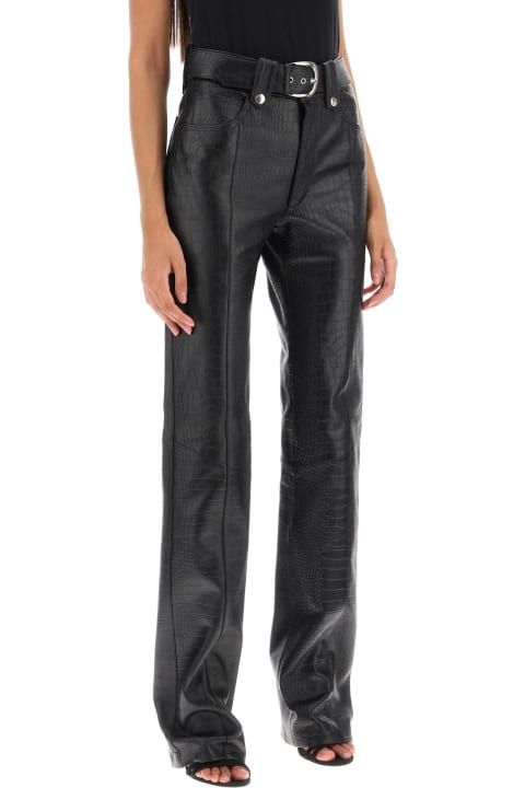 ウィメンズ Alessandra Richのパンツ＆ショーツ Alessandra Rich Straight-cut Pants In Crocodile-print Leather