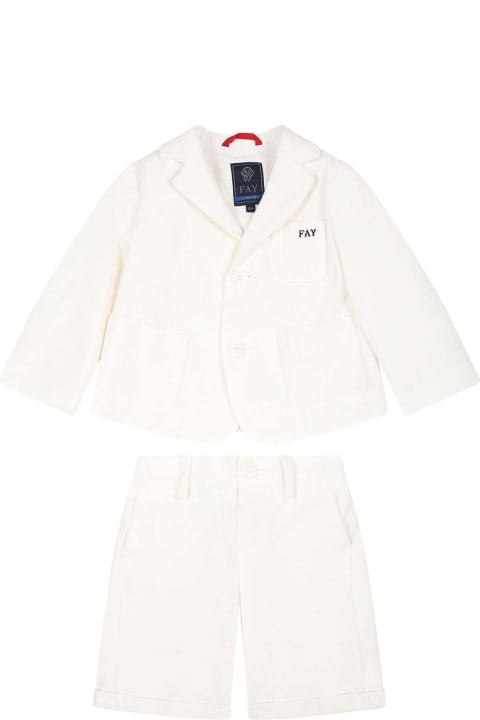 Fay for Kids Fay Ivory Suit For Baby Boy With Logo