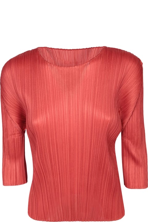 Fashion for Women Issey Miyake Pleats Please Red T-shirt