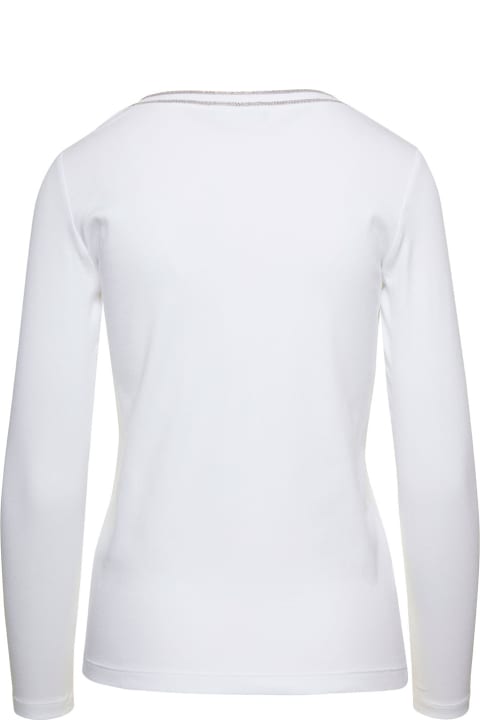Ribbed Jersey Long Sleeve V-neck T-shirt,brilliant Detail