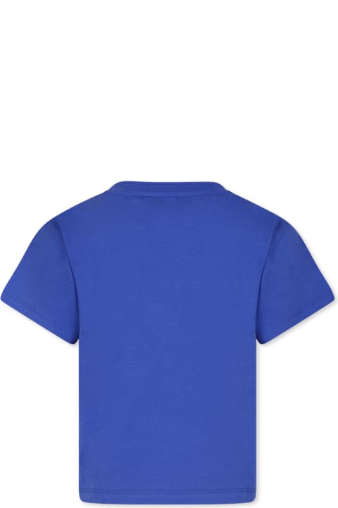 キッズ新着アイテム Kenzo Kids Blue T-shirt For Boy With Target Flower