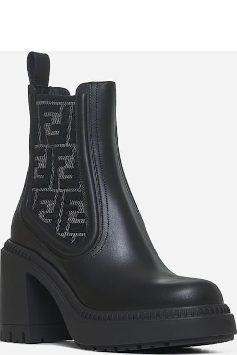 Boots for Women Fendi Domino Biker Leather Ankle Boots