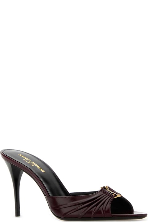Saint Laurent Burgundy Leather Mules