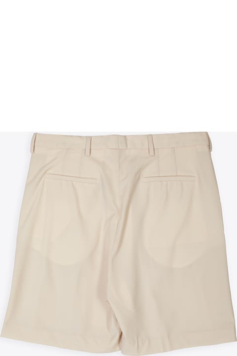 Double Pleated Fine Wool Shorts With A Wide Leg Cream wool pleated short - Mason