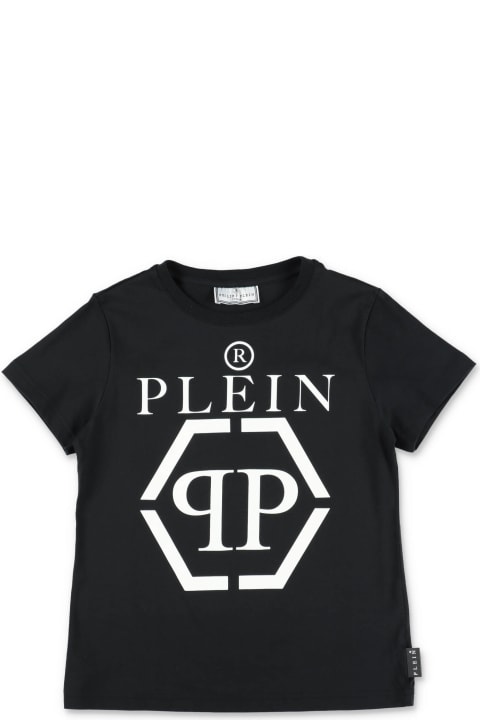 Philipp Plein Junior T-Shirts & Polo Shirts for Boys Philipp Plein Junior Philipp Plein T-shirt Nera Skull In Jersey Di Cotone Bambino