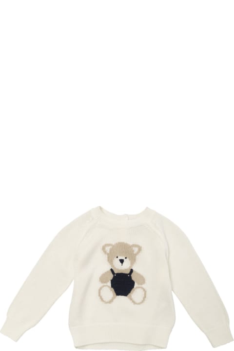 Il Gufo Sweaters & Sweatshirts for Baby Girls Il Gufo White Sweatshirt With Teddy Bear In Cotton Baby