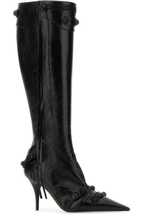 Shoes for Women Balenciaga Black Leather Cagole Boots