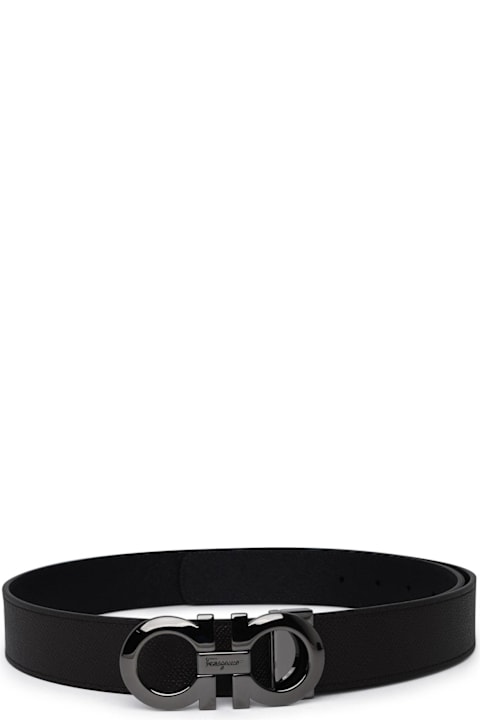 Ferragamo Belts for Men Ferragamo Hammered Leather Reversible Belt