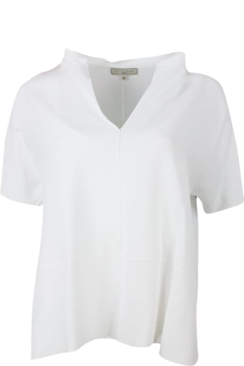 Antonelli Topwear for Women Antonelli Short-sleeved, Oversized V-neck Shirt In Silk Blend
