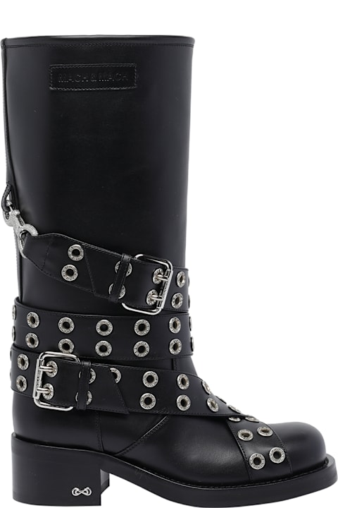 Homeware Mach & Mach Buckle Belt Vintage Leather Combat Boots