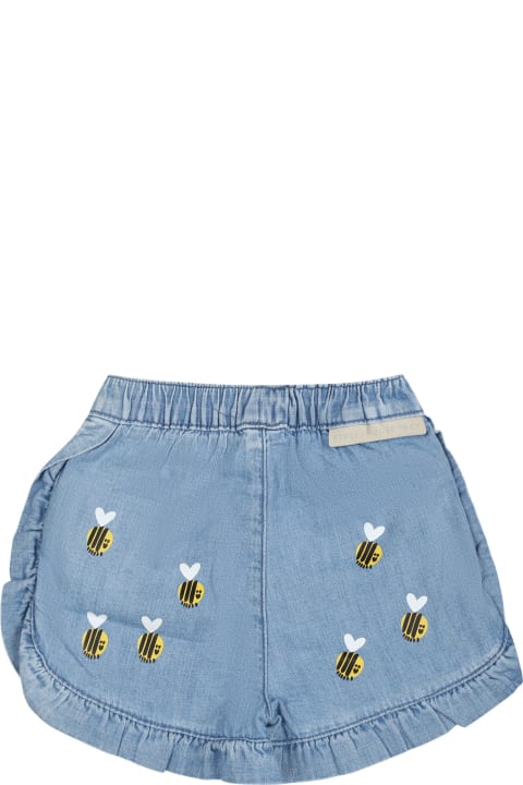 Bottoms for Baby Boys Stella McCartney Kids Blue Shorts For Baby Girl With Beees