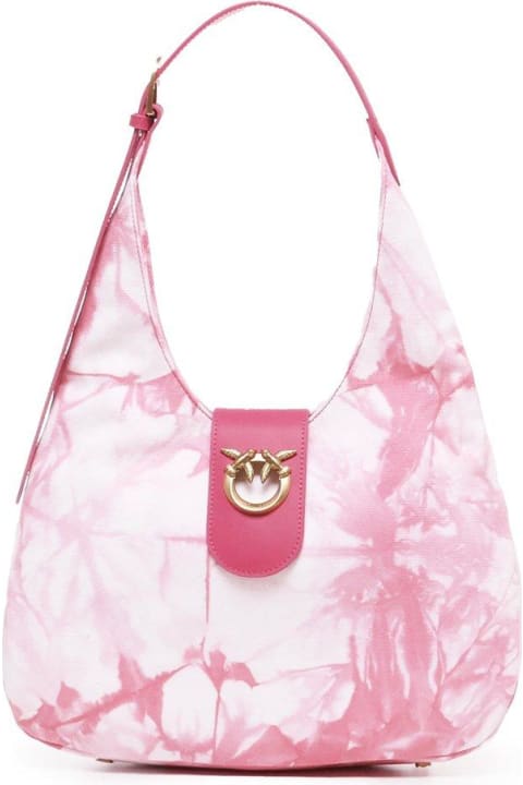 Totes for Women Pinko Abstract Printed Logo Detailed Shoulder Bag