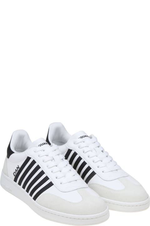 Dsquared2 Shoes for Men Dsquared2 White/black Leather Boxer Sneakers