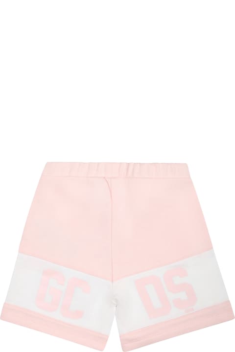 GCDS Mini Bottoms for Baby Boys GCDS Mini Pink Sports Shorts For Babies With Logo