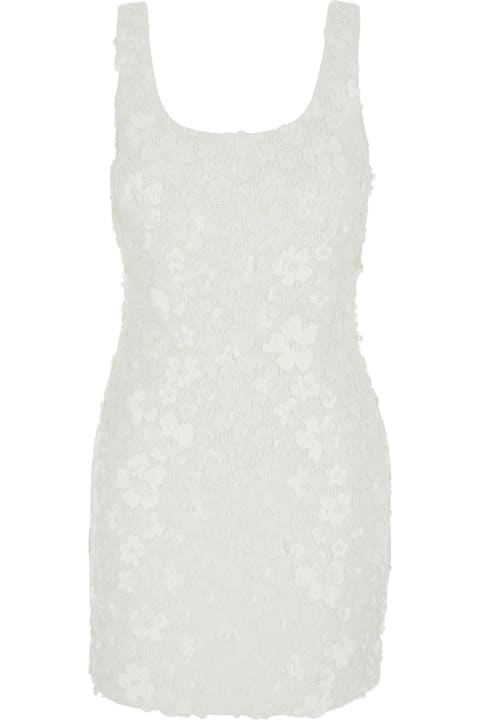 MICHAEL Michael Kors for Women MICHAEL Michael Kors White Sleeveless Mini Dress With Round Neck And All-over Floral Embroidery In Tech Fabric Stretch Woman