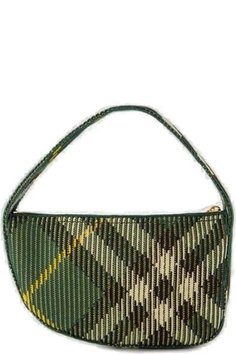 Burberry حقائب توتي لـ السيدات Burberry Checked Zipped Mini Knitted Tote Bag