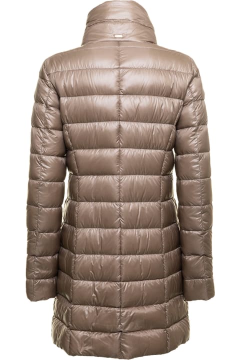 Fashion for Women Herno Herno Woman's Maria Taupe Color Quilted Nylon Long Down Jacket