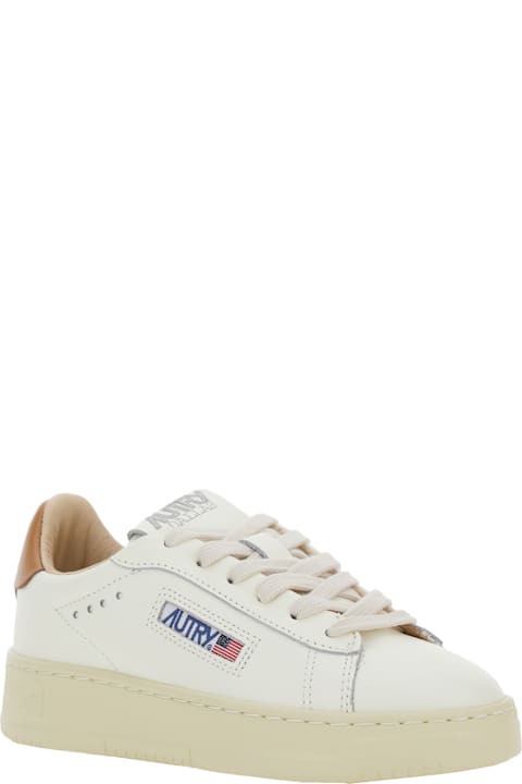 Autry لـ أولاد Autry 
dallas
 White Low Top Sneakers With Logo Patch On The Tongue And Contrasting Heel With Logo In Leather Boy