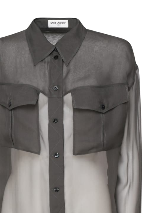 Homeware Saint Laurent Chiffon Transparent Shirt
