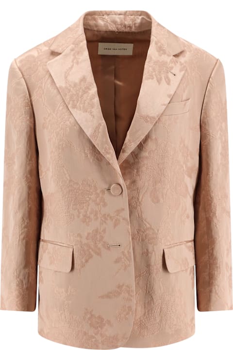 Dries Van Noten for Kids Dries Van Noten Jacquard Linen Blend Blazer With Floral Motif