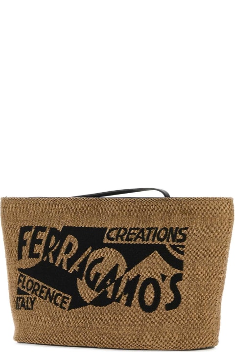 Ferragamo Clutches for Women Ferragamo Camel Fabric Pouch