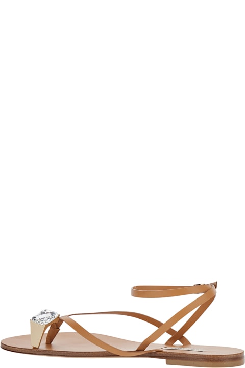 Casadei Soraia Flat Brown Sandals With Leather Detail For Women