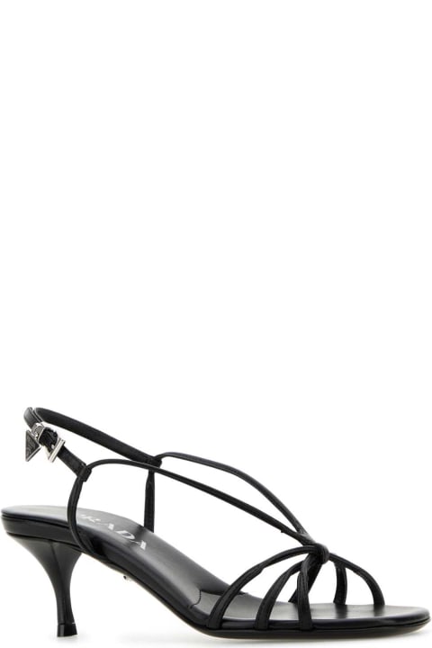 The Shoe Club for Women Prada Black Leather Sandals