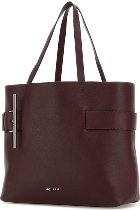 Homeware Alexander McQueen Tyrian Purple Leather T-bar Shopping Bag
