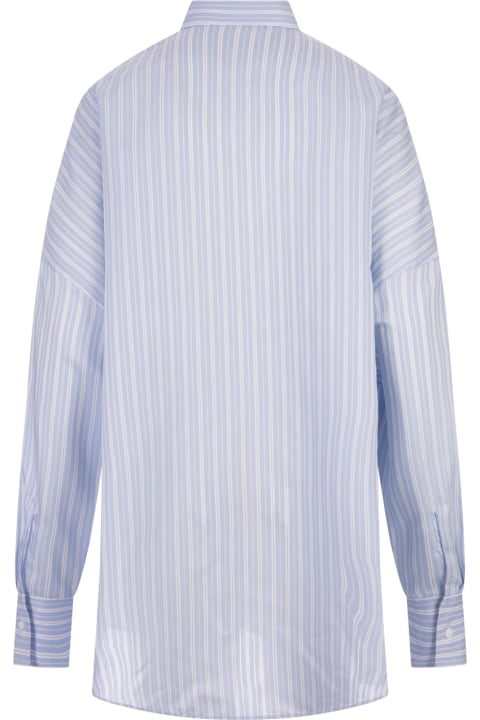 Ermanno Scervino Topwear for Women Ermanno Scervino Blue, White And Silver Striped Over Shirt