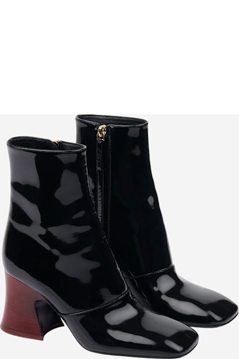 Chloé Boots for Women Chloé Janis Ankle Boots With Glossy Leather Heel