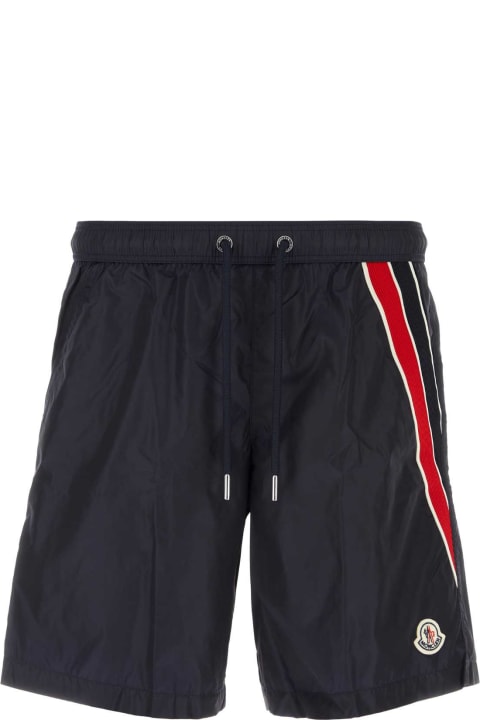 Swimwear for Men Moncler Navy Blue Nylon Swimming Shorts