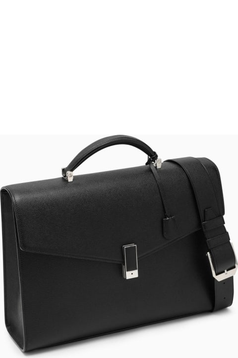 Valextra for Men Valextra Black Leather Work Briefcase