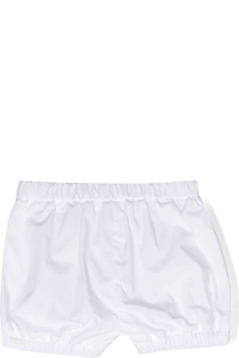 Bottoms for Baby Boys Moncler White Shorts With Logo Patch In Cotton Baby