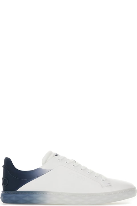 Jimmy Choo for Men Jimmy Choo White Leather Diamond Light Sneakers