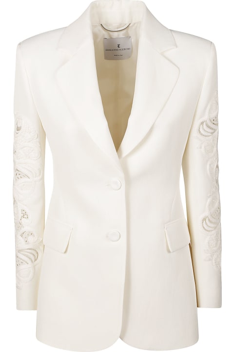 Ermanno Scervino Coats & Jackets for Women Ermanno Scervino Floral Perforated Sleeve Blazer