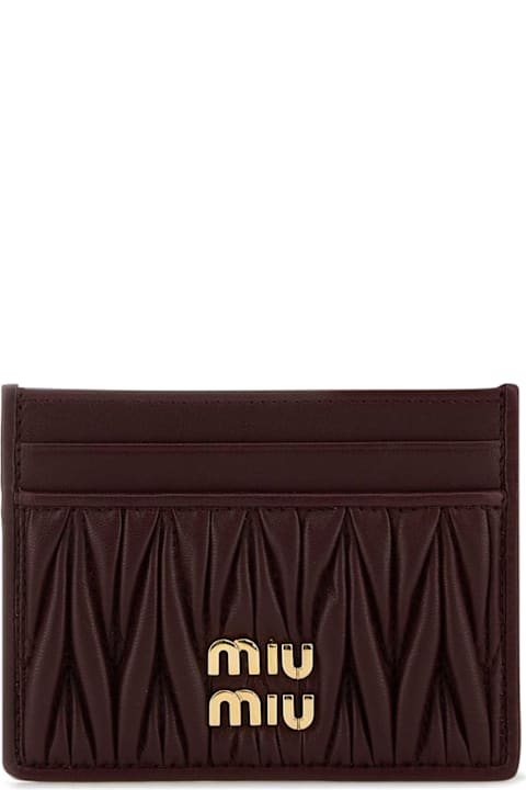 Miu Miu Burgundy Leather Card Holder