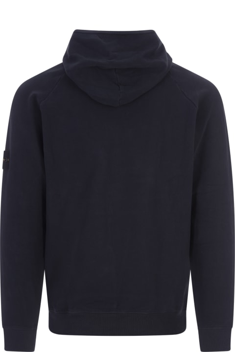 Stone Island for Men Stone Island Navy Blue Sweatshirt With Lined Hoodie
