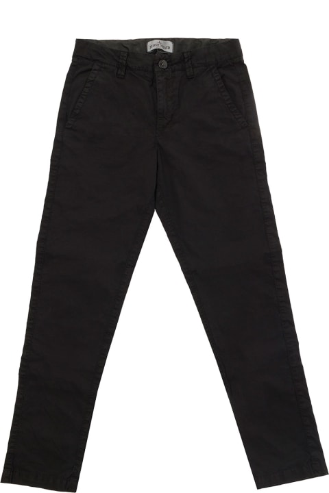 Black Straight Pants With Logo Patch In Denim Boy