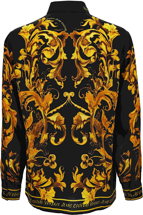 أدوات منزلية Versace Jeans Couture Versace Jeans Couture Black Cotton Shirt With Gold Baroque Print