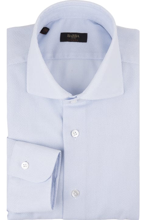 Fashion for Men Barba Napoli Slim Fit Shirt In Light Blue Cotton Blend