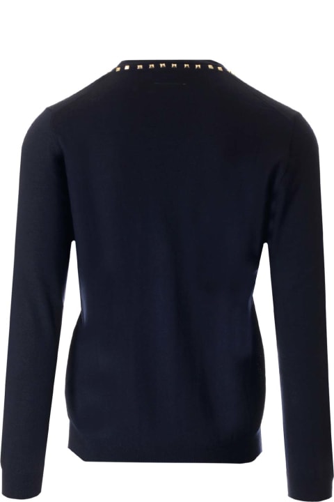 Sweaters for Men Valentino Garavani Blue 'rockstud' Cardigan