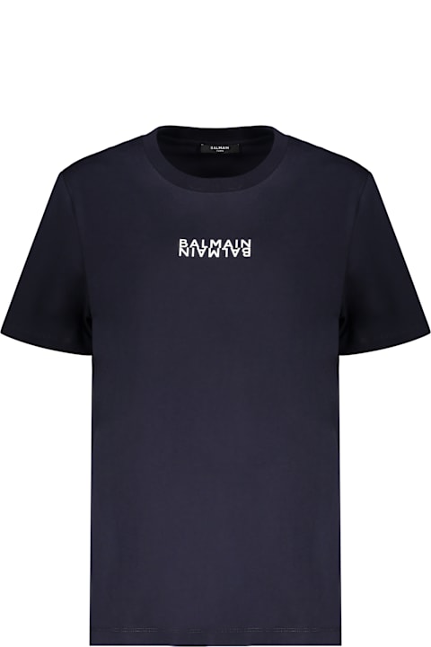 Balmain Dark Blue Cotton T-shirt