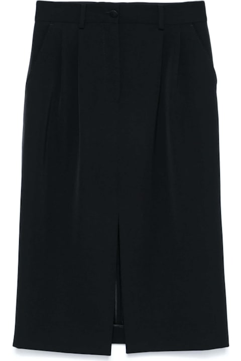 Dolce & Gabbana for Women Dolce & Gabbana Look 40 Black Midi Skirt In Gabardina Lana