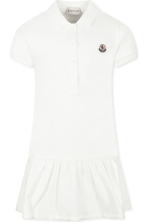 Moncler Dresses for Girls Moncler White Dress For Girl With Logo