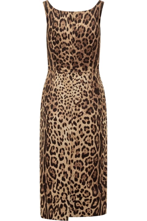 Kim X Dolce E Gabbana Leopard Charmeuse Midi Dress