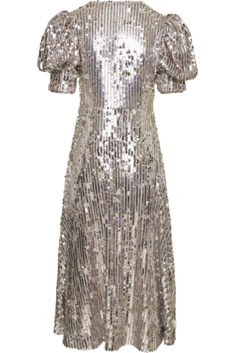 Rotate by Birger Christensen Women Rotate by Birger Christensen 'sierina' Silver-tone Midi Dress With All-over Sequins Woman Rotate