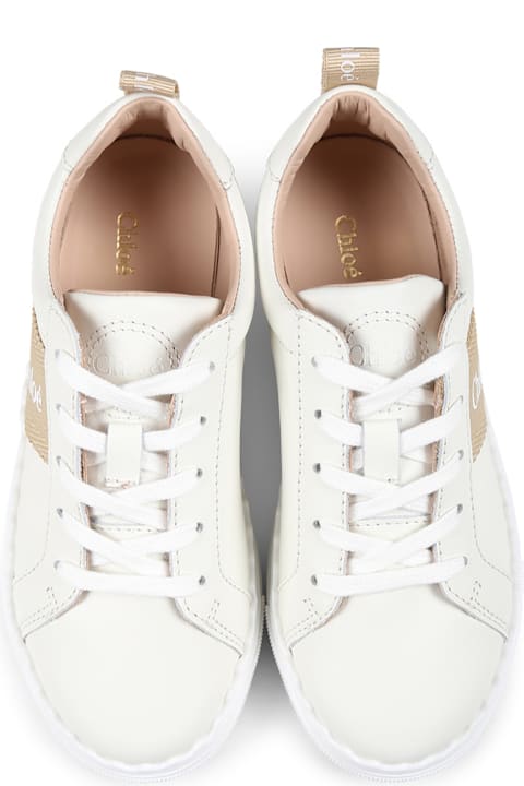 Chloé Shoes for Girls Chloé Ivory Sneakers For Girl With Logo