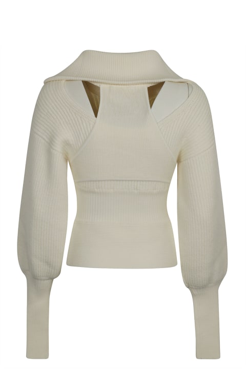 Ribbed Knit Zip-through Sweater